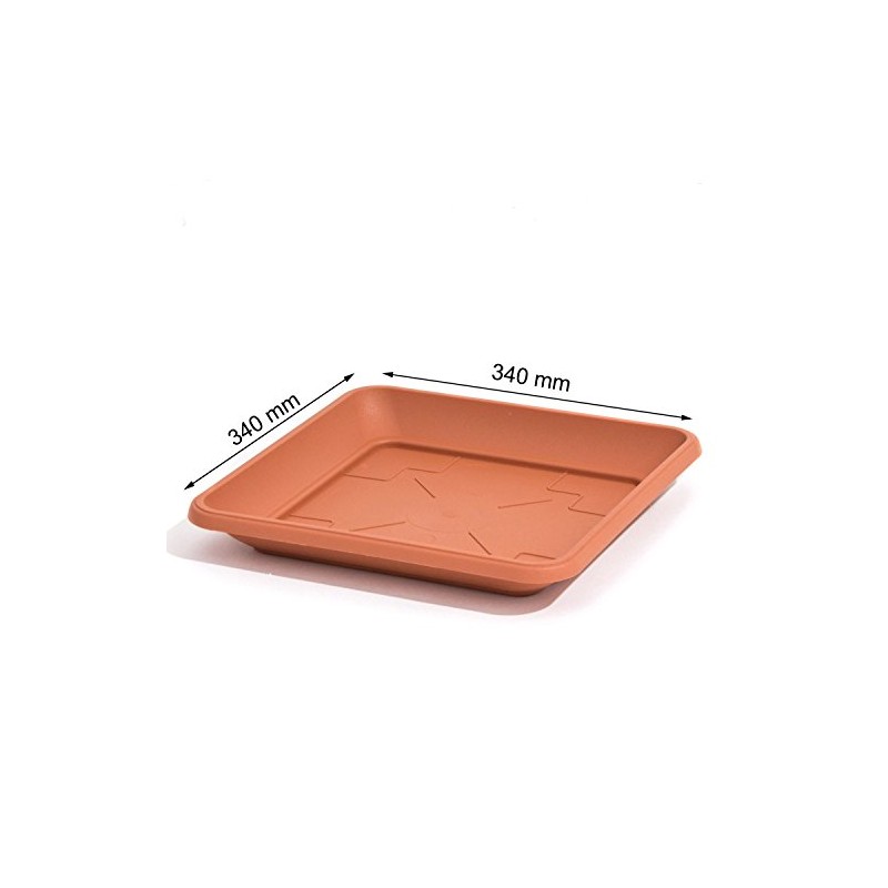 Terra-cotta colour plastic saucer TERRA SQUARE 34 cm stand for