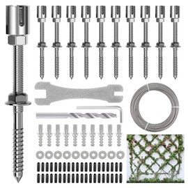 RiaYer Professional T316 Stainless Steel Wire Trellis Kit for Climbing Plants Outdoor, Heavy Duty Plant Support System (53Ft x 1/8"), Garden Wire Grid Espalier Trellis Kit with Rust Proof Design