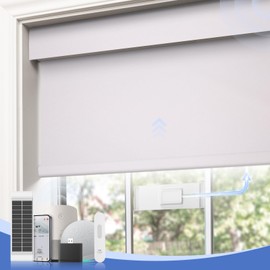 Motorized Blinds with Remote,Rechargeable Roller Shades,100% Blackout Smart Roller Blinds，【Solar Panel Included】 Wireless Electric Cordless Blinds with Cover Compatible with Alexa White 48 * 72