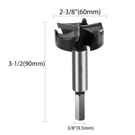 2-3/8 inch(60mm) Forstner Drill Bits,3-Cutter Tungsten Carbide Tipped Forstner Bit for Hard Wood,Wood Hole Drill Bit for Wood Plastic Plywood.