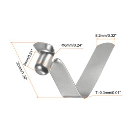 sourcing map 12pcs Single Button Kayak Paddle Snap Spring Clip 32x8mm 65Mn Spring Steel V-Shaped Hollow Lift Telescopic Locking Tube Pole Clips For Tent Umbrella Camping