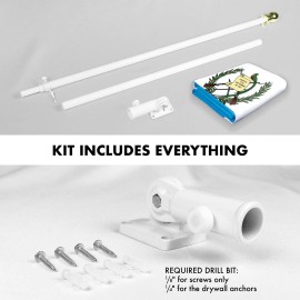 UD_G128 Combo Pack: 6 Feet Tangle Free Spinning Flagpole (White) Guatemala Guatemalan Flag 3x5 ft Printed 150D Brass Grommets (F