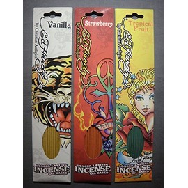 6 ED HARDY INCENSE LONG LASTING OIL BASED (different INCENSE)"VANILLA" "STRAWBERRY" "TROPICAL FRUIT"