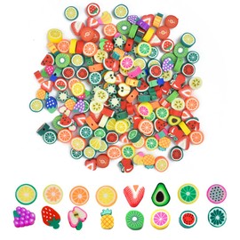 LYTIVAGEN Pack of 200 Fruit Beads for Threading Fruit Craft Beads Polymer Clay Beads Fruit Bracelet Beads Jewellery Beads Soft Ceramic Beads Fruit Clay Beads for DIY Bracelet Necklace Earrings