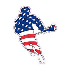 Wickedgoodz Lacrosse Player Vinyl Decal - Patriotic American Flag LAX Bumper Sticker - for Laptops Tumblers Windows Cars Trucks Walls