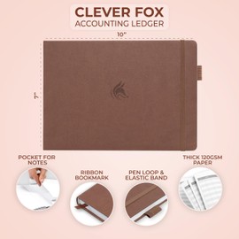 Clever Fox Accounting Ledger Book Horizontal – Columnar Journal & Money Expense Log for Small Business & Personal Bookkeeping,10x7″ (Dark Terracotta)