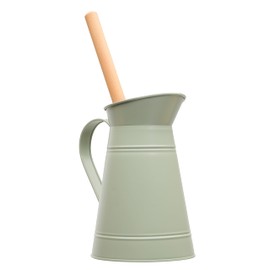 Redecker Coated Metal Toilet Brush Set, Nylon Toilet Brush with Oiled Beechwood Handle, Replaceable Head, Vintage Pitcher Design with Handle and Spout, Made in Germany, Green