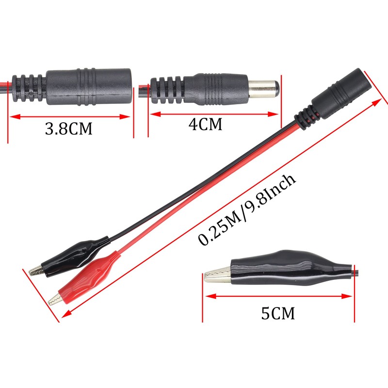 HCFeng DC 5521Plug to Big Clamp Test Cable, 12V DC