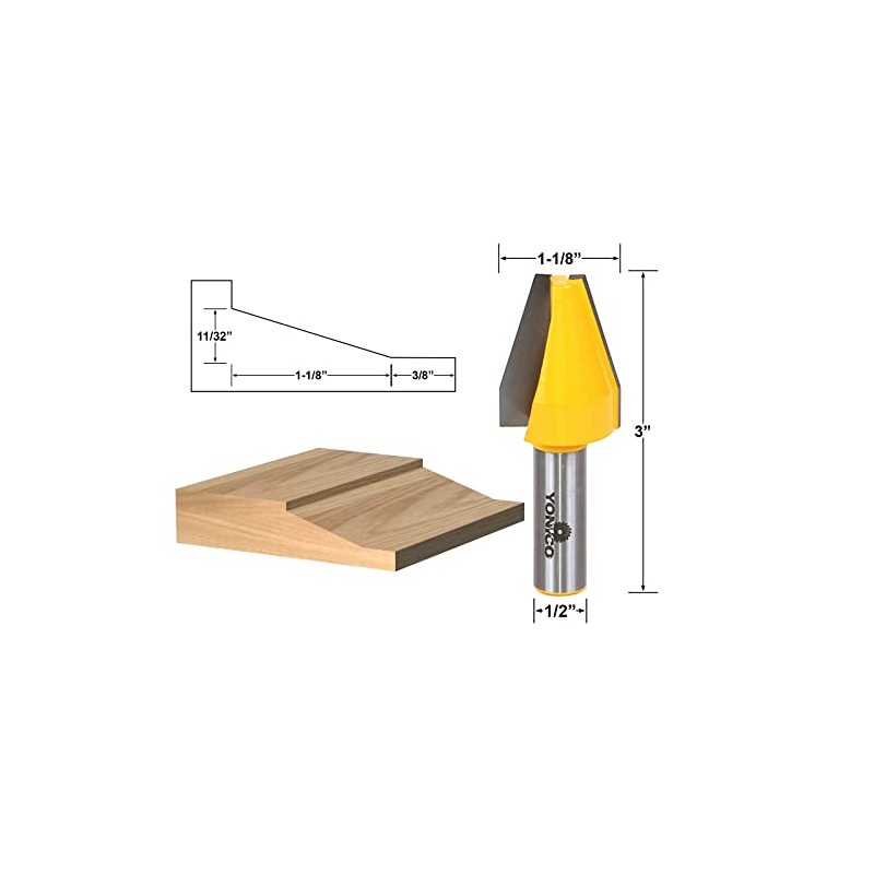 YONICO Raised Panel Cabinet Door Router Bits Vertical Bevel 1/2-Inch