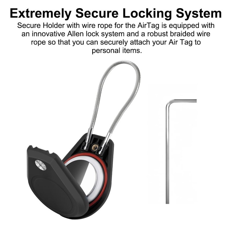 AXFEE 2PC Airtag Case with Wire Rope, Security Lock Steel