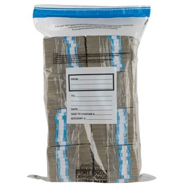 16 Bundle Ultima Ultima Blue Deposit Bags - Holds 16 Bundles of Cash- 100/case