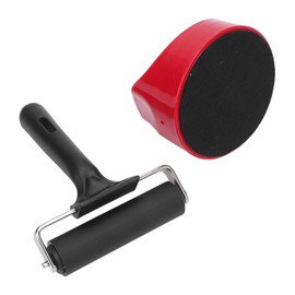 Printing Roller Kit Soft Rubber Roller with Baren Set, Sturdy Metal Structure Plastic Handle 4in Rubber Brayer Roller for Crafting Printing Inking Stamping
