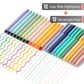 Mr. Pen- Bible Highlighters and Pens, 24 Pack, Gel Highlighters, Serene Colors Bible Highlighters No Bleed, Colored Gel Pens, Gel Highlighter No Bleed Through, Aesthetic Pens, Cute Pens