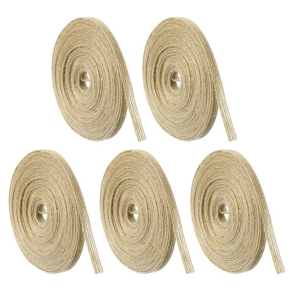 uxcell 5 Rolls Natural Burlap Fabric Ribbon 1/4 Inch Burlap