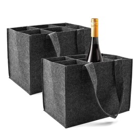 WYYFXY® 2 Stück Flaschentasche 6 Flaschen, Männerhandtasche Bier Filztasche mit Fächern Flaschenträger Flaschenkorb Filz für Party Reise Picknick