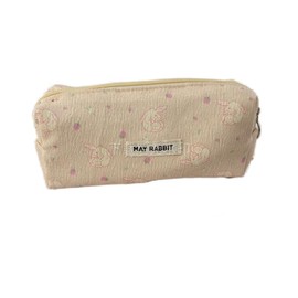 Erelaer Pencil Case Corduroy, Large Pen Pouch Bag for Boys Girls, Cute Pencilcase for Students and Office Workers (Bunny Strawberry Print)