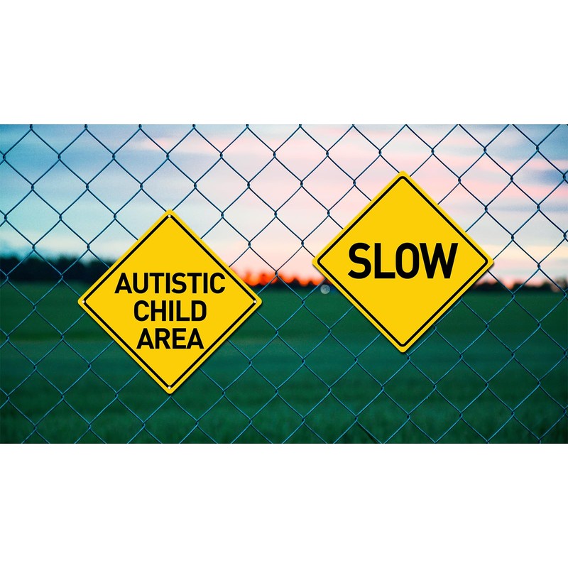 BTHUKO Autistic Child Area Heavy Duty Aluminum Warning Sign 12"