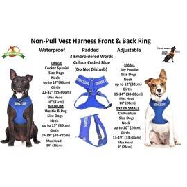 SERVICE DOG (Do Not Disturb/Dog Is Working) Blue Color Coded Non-Pull Front and Back D Ring Padded and Waterproof Vest Dog Harness PREVENTS Accidents By Warning Others Of Your Dog In Advance (XS)