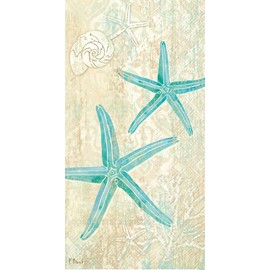 Boston International International Hand Towels, Decorative Paper Guest Towels for Bathroom or Paper Napkins Dinner Napkins Turquoise Starfish Beach Bathroom Decor Pak 32, blue