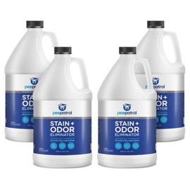 peepatrol Pet Stain + Odor Eliminator - 1 Gallon Bottle (4 Pack) - Professional Strength Advanced Formula Tackles Biological Messes on Fabric, Carpet, and More