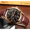 LIGE Mens Watch Brown Leather Analog Quartz Wristwatch Male Date