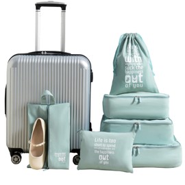 MURISE Packing Cubes Set of 6 Clothes Bags, Suitcase Organiser for Holidays and Travel, Packing Cubes, Organiser System (Fruit Green)