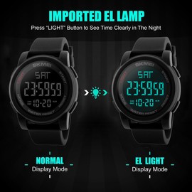 SKMEI Simple Digital Men’s Military Watches Waterproof Electronic LED Double Time Black Wristwatch Sport