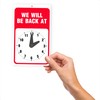 ASSURED SIGNS Will Return Clock Sign, 9.25 x 5.75 Inch,