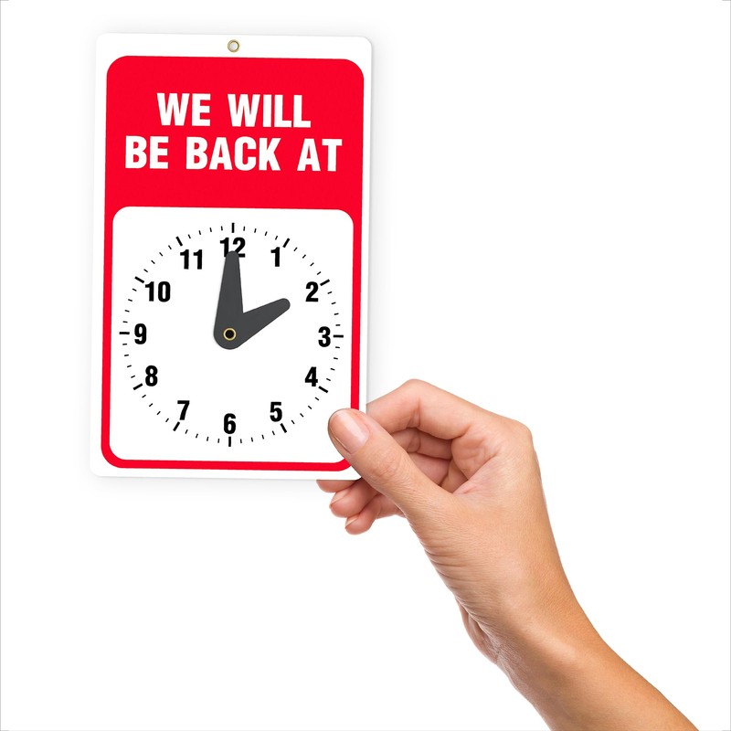 ASSURED SIGNS Will Return Clock Sign, 9.25 x 5.75 Inch,