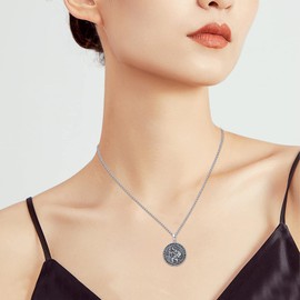 St Christopher Necklace for Men 925 Sterling Silver Necklaces Saint Christopher Medal Amulet Pendant Protect Us Gifts for Women Catholic Medallions Jewelry 20"+2" Chain