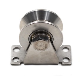 Chiloskit Stainless Steel 2" Sliding Gate V Groove Roller Bearings Pulley Wheels for Track Rail Sliding Sate Gym Pulley System with Bracket, Capacity 660 lb