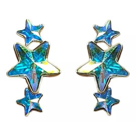 Xuping Finos Aretes De Moda Estrellas Brillantes Baño De Oro De 24k