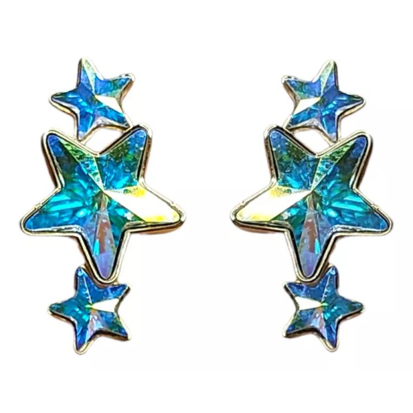 Xuping Finos Aretes De Moda Estrellas Brillantes Baño De Oro