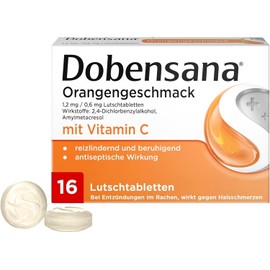 Dobensana lozenges, orange flavour, 1.2 mg/ 0.6 mg, Vitamin C, pack of 16