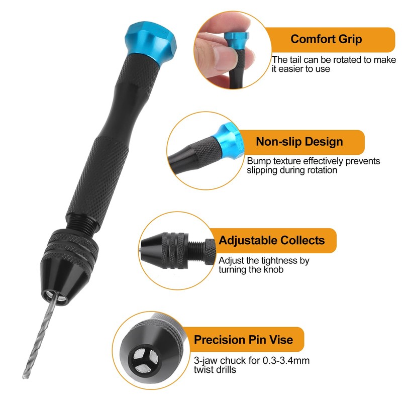 SUNJOYCO 28PCS Precision Pin Vise Hand Drill Set with 0.5-3.0mm