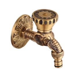 Antique Brass Faucet Bathroom Wall Mounted Washing Machine Faucet Outdoor Garden Single Hose Cold Faucet Elephant Design