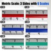 Kyuionty Engineer Scale Ruler 12 Inch, Aluminum Laser-Etched Triangular Drafting