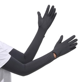 UBesuto Arm Cover, Women's, Cool to Touch, Arm Cover, Gloves Cover, Cold Feeling, Summer, Sweat Absorbent, Quick Drying, Long Length, Sunburn Protection, UV Protection, Sun Protection, For Bicycles