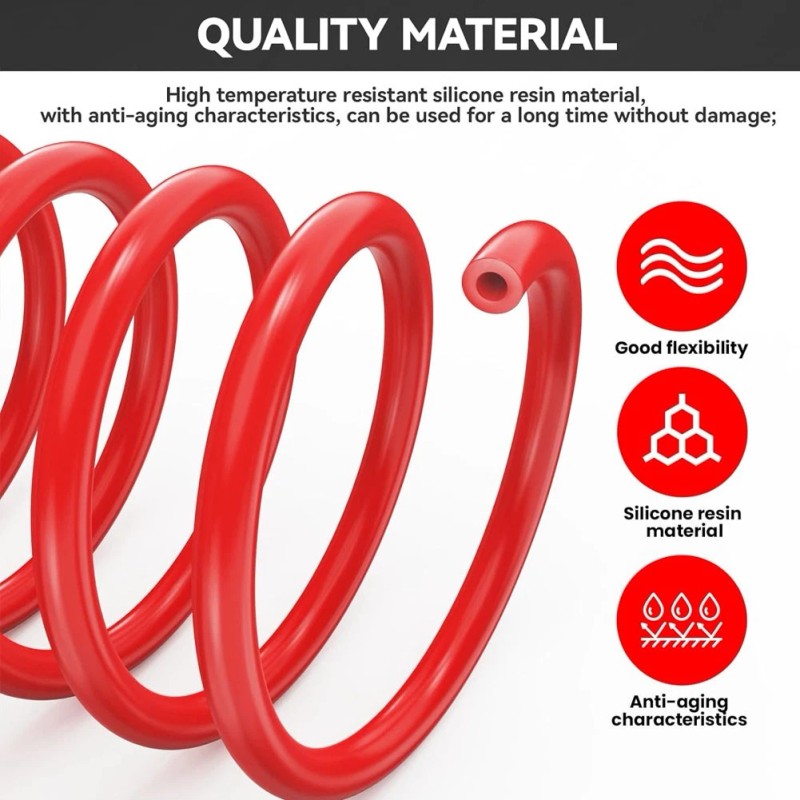 6PCS 5ft Silicone Vacuum Hose Automotive High Performance Car Vacuum