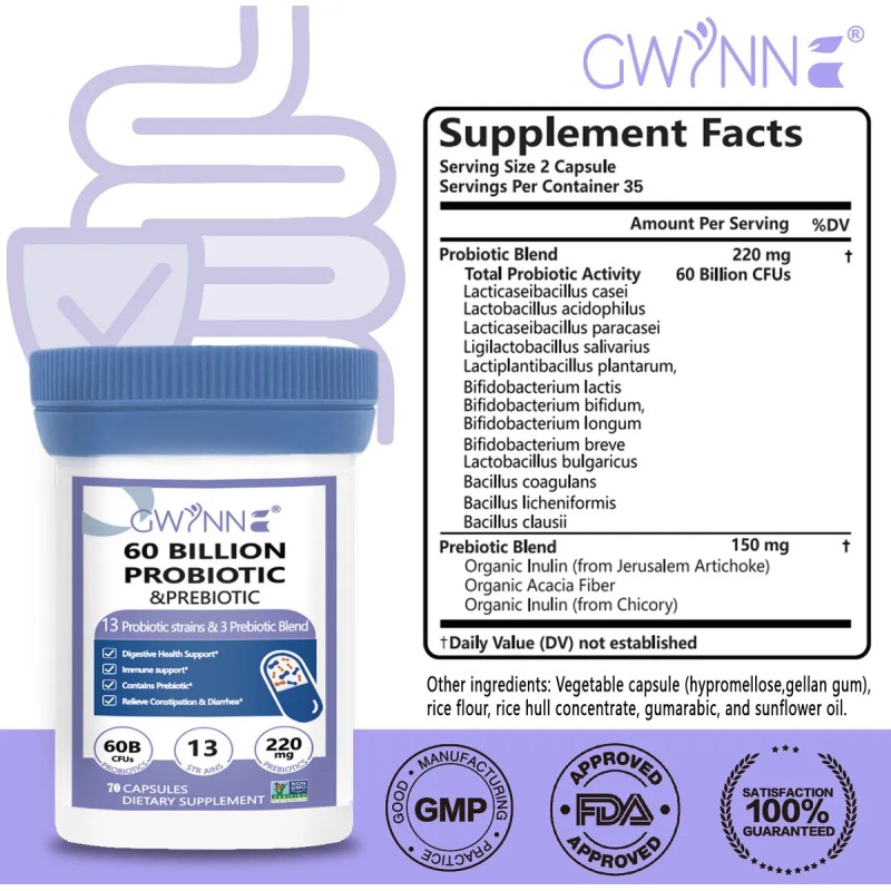Gwynne Probiticos 60 Billion De Ucf 70 Cpsula,13 Strains 3