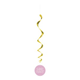 Adorable Pink Hearts Baby Shower Hanging Swirl Decorations (66cm) - Perfectly Charming & Unique Design to Celebrate Your Little One's Arrival - 3ct