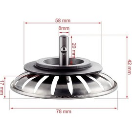 Ibergrif Universal Strainer Basket Stainless Steel (Set of 2) - Sink Plug 80 mm, Drain Plug with 18 Slots, Drain Strainer for Eccentric Operation, Kitchen Sink Strainer Anti-Blocking, Quick Drainage