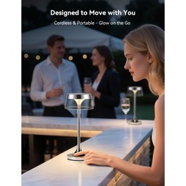 Tubicen Cordless LED Table Lamp, Portable 3 Color Stepless Touch Dimmable Desk lamp, 4000mAh Battery Operated Rechargeable Table Lamp, Cordless Night Light for Bedside Restaurant Bedroom Bars Coffee