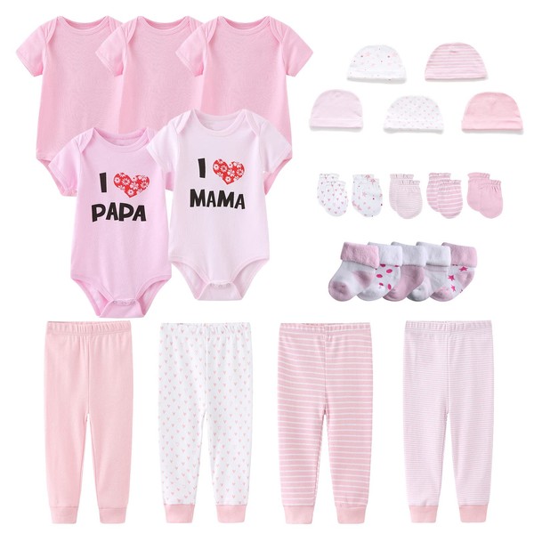MAMIMAKA Newborn Layette Gift Set Bodysuits Pants for Baby Girl