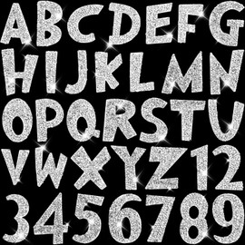 WILLBOND 37 Pcs Rhinestone Letter Stickers Large Glitter Alphabet Crystal Number Self Adhesive Bling Diamond Stickers Iron on Letters for Graduation Cap Crafts Clothing DIY Decors (White)