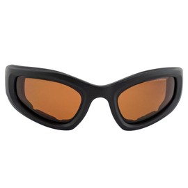 Epoch Eyewear Sport Padded Motorcycle Goggles Black with Amber Lens, Black, Adult