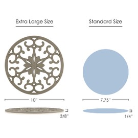 gasaré, Extra Large, Thick, 10" Silicone Trivets for Hot Dishes, Pots, and Pans, Hot Pads for Countertops, Flexible, Dishwasher Safe, 10 x ¼ Inches, Set of 3, Taupe