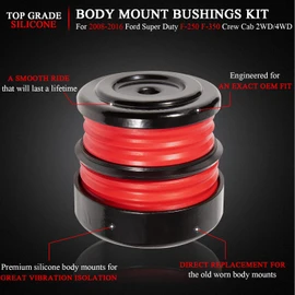 Silicone Body Mount Kit for 2008-2016 Ford Super Duty F250/F350 Crew Cab (8PCS) Silicone Body Mount Bushings Kit Improve Bumpy Ride Durable Components Outlast Truck Outperforms OEM and PU Mounts Red