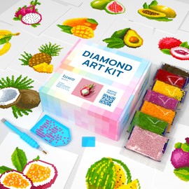 LuwoArte - Kits de pintura de diamantes para adultos, kit de pintura de diamantes de arte brillante, arte de gemas para adultos, frutas exóticas