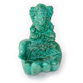 Fahome Ganesha Soap Dish Stone Soap Holder Sculpture Figurine Giving Buddha Lotus Hand Green Approx. 15 cm Bowl Decoration